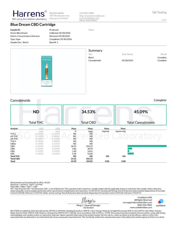 CBD Blue Dream Cartridge